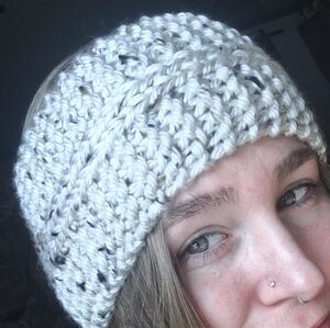 Handmade Cream/Multi. Color Headband/Ear Warmer